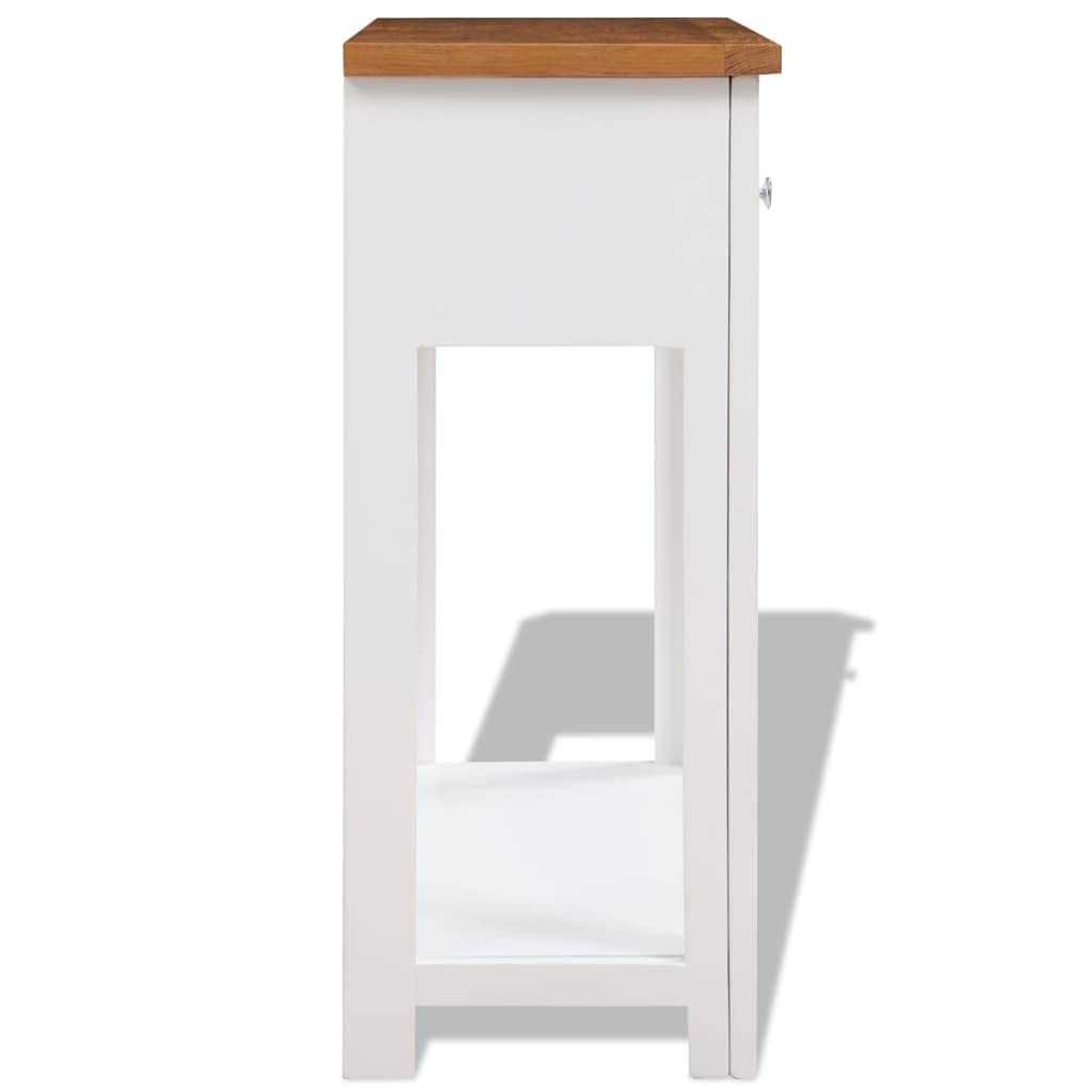 Solid Oak Wood Console Table with Drawers and Shelf P936254