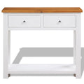 Solid Oak Wood Console Table with Drawers and Shelf P936254
