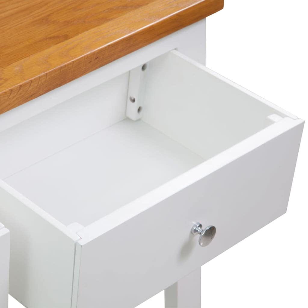 Solid Oak Wood Console Table with Drawers and Shelf P936254