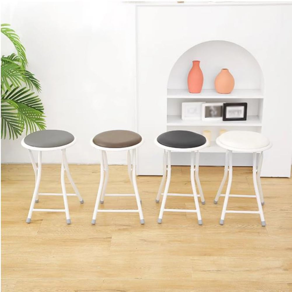 Portable Folding Stool, Collapsible Padded Round Stool, Foldable Breakfast Kitchen Bar Stool Seat, Fold up Stool for Adults Kitchen Garden Bathroom (Black) J2606