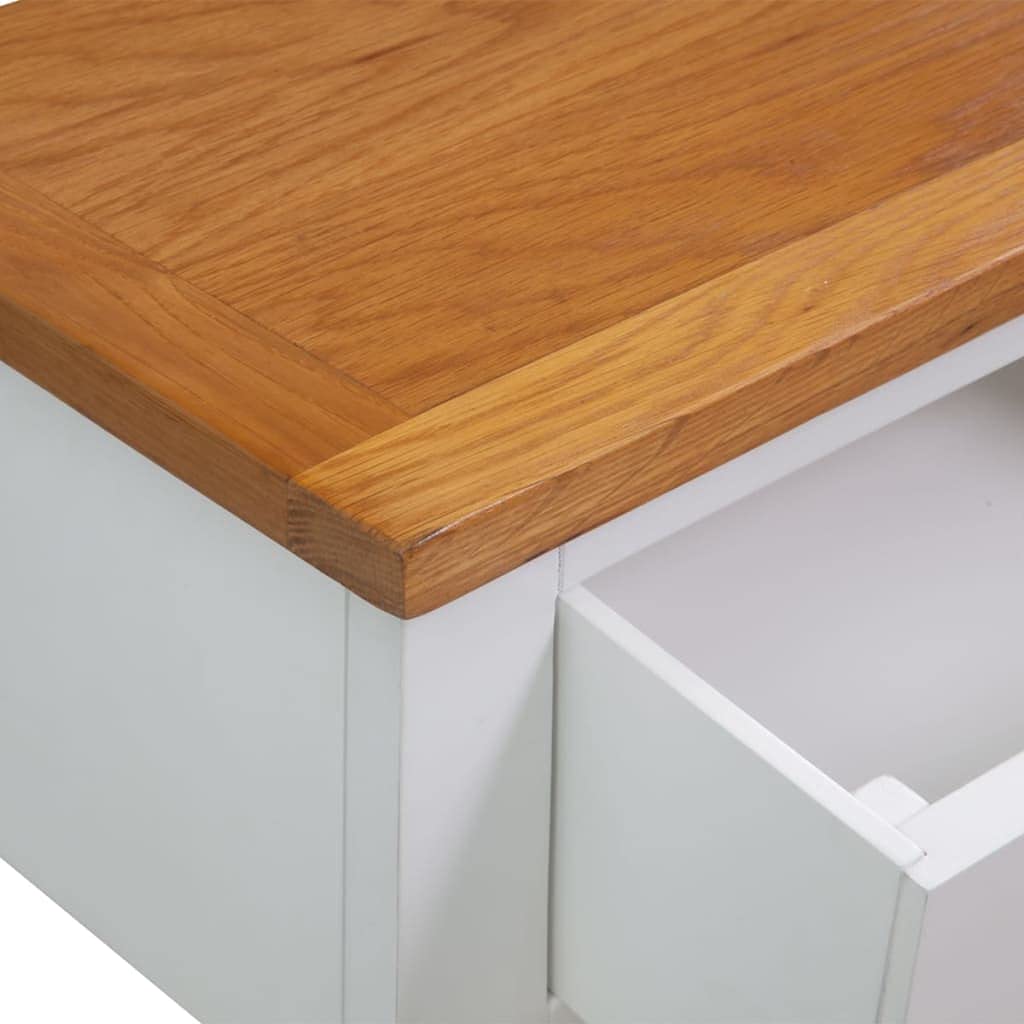 Solid Oak Wood Console Table with Drawers and Shelf P936254