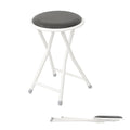Portable Folding Stool, Collapsible Padded Round Stool, Foldable Breakfast Kitchen Bar Stool Seat, Fold up Stool for Adults Kitchen Garden Bathroom (Black) J2606