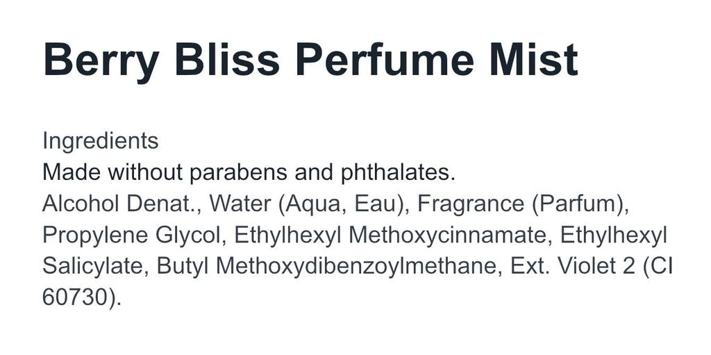 Fruit Fusion Berry Bliss Perfume Mist 8 oz R8357