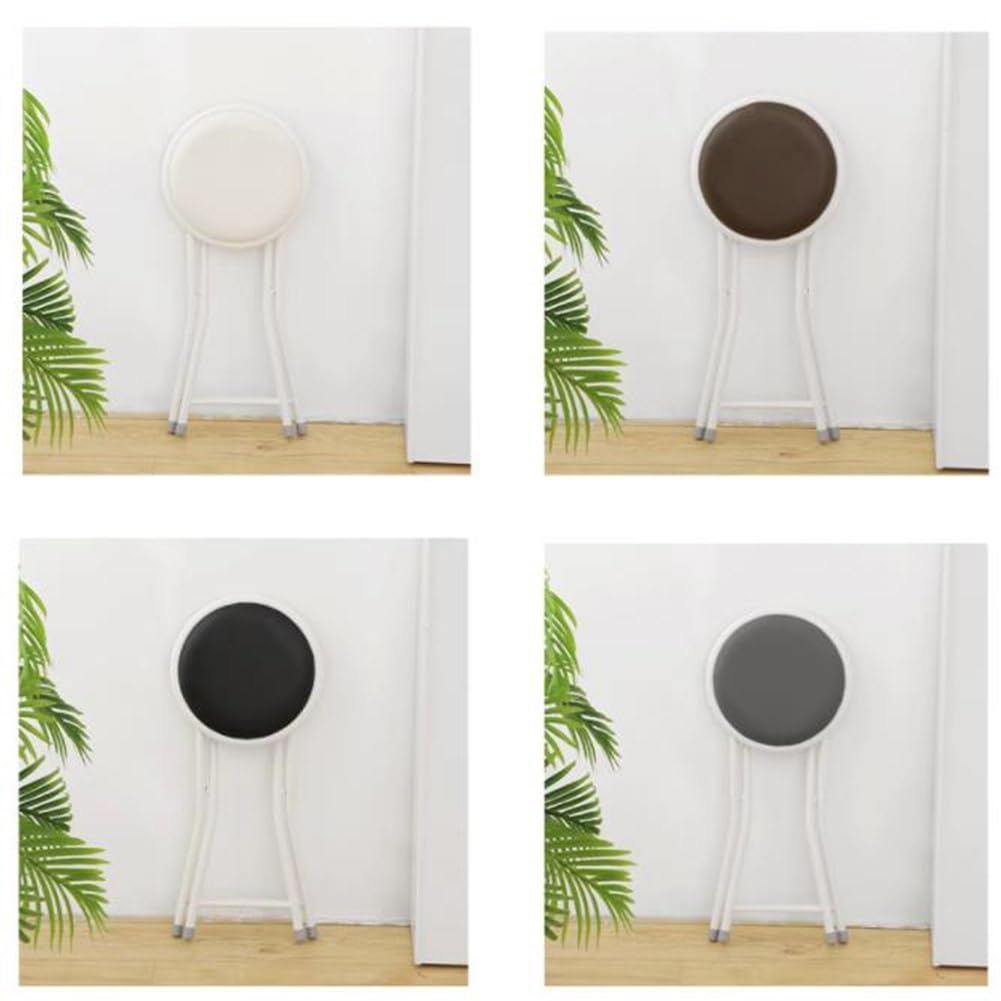 Portable Folding Stool, Collapsible Padded Round Stool, Foldable Breakfast Kitchen Bar Stool Seat, Fold up Stool for Adults Kitchen Garden Bathroom (Black) J2606