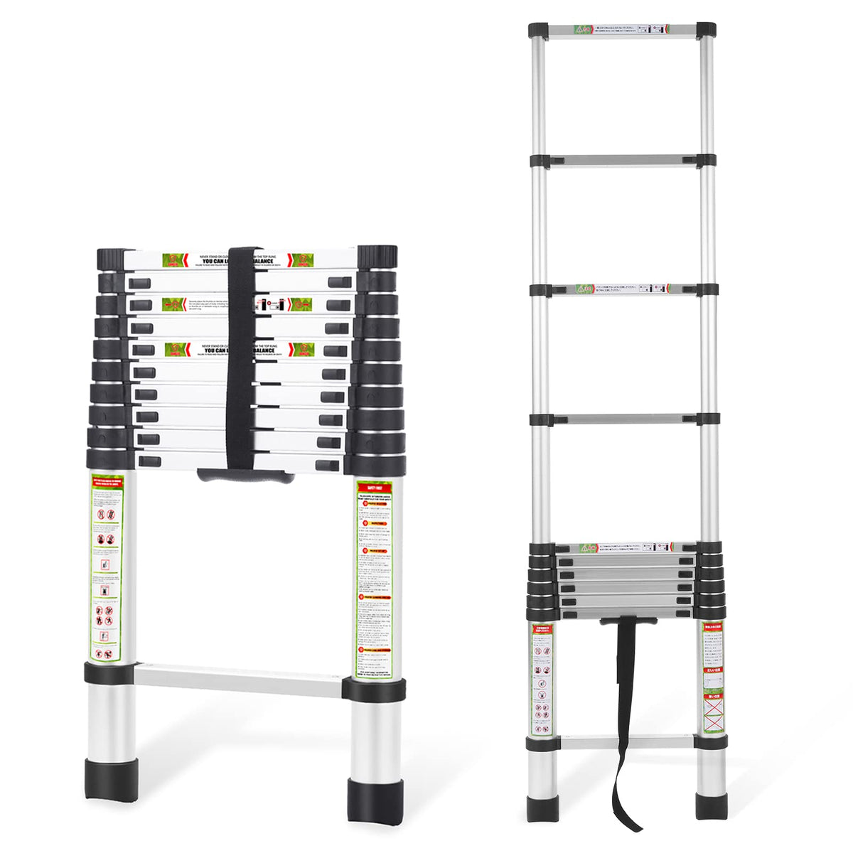 10.5 ft Aluminum Telescopic Ladder with Non-Slip Feet X1173