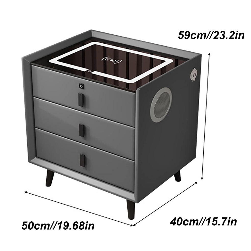 Gray 3 Drawer Nightstand with Charging Station G849461