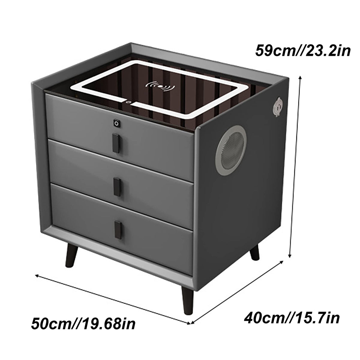Gray 3 Drawer Nightstand with Charging Station G849461