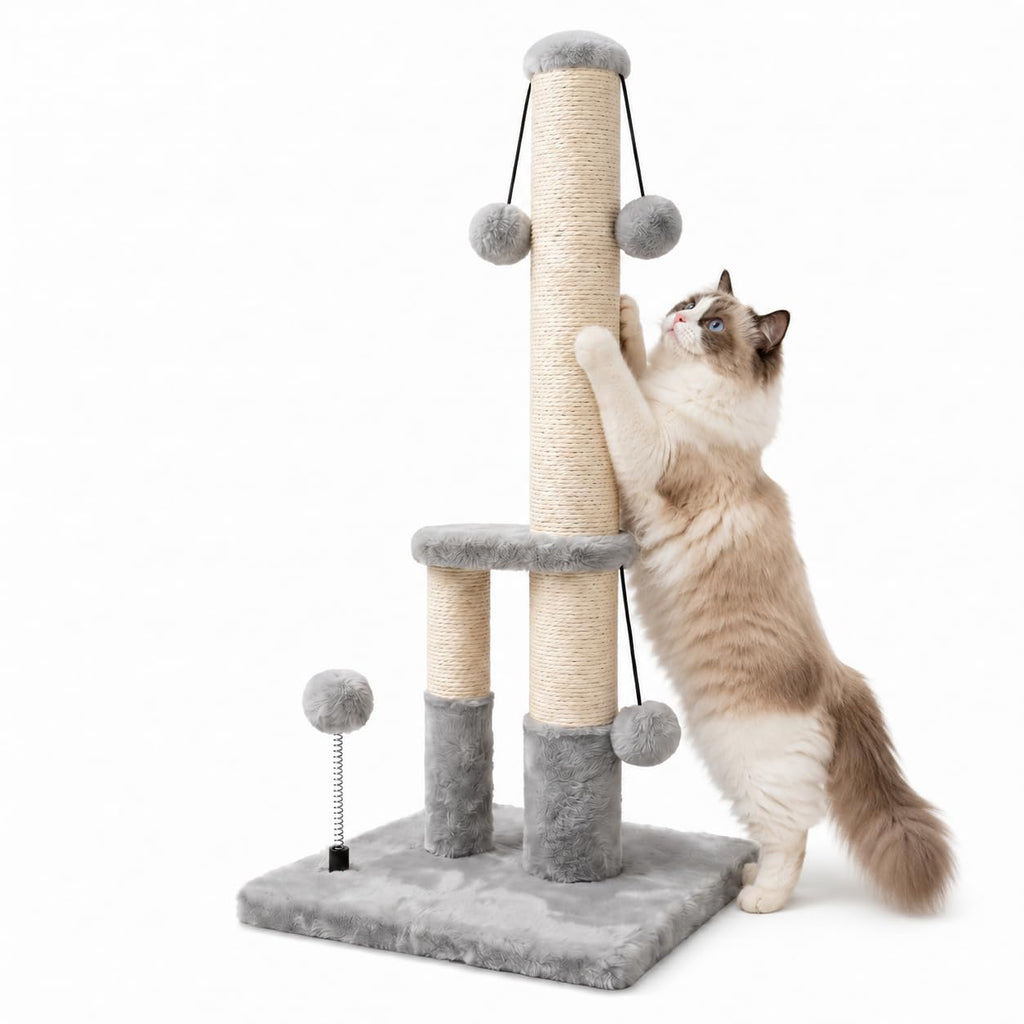 Tall Cat Scratching Post with Sisal Rope and 4 Balls W81245