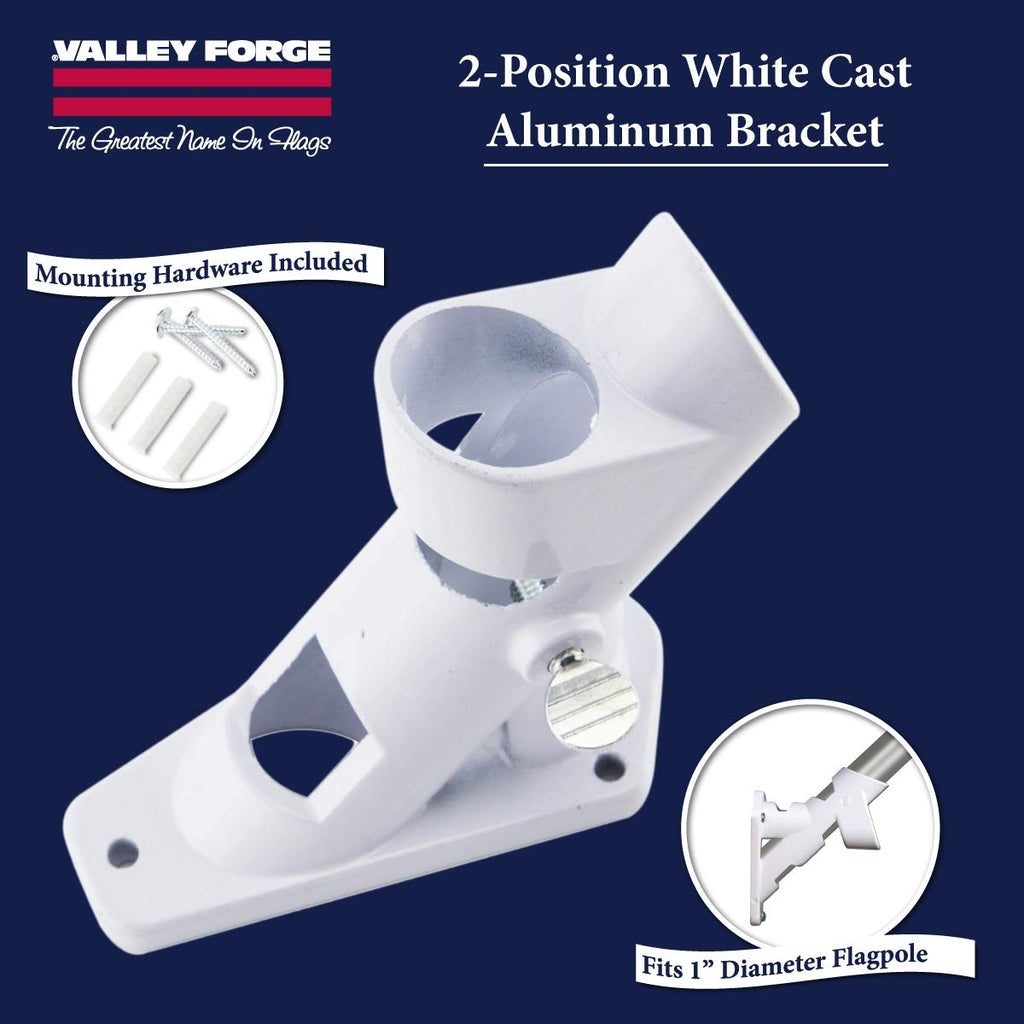 Aluminum Flagpole Bracket White Powder Coated 2-Position Pole Holder L746980
