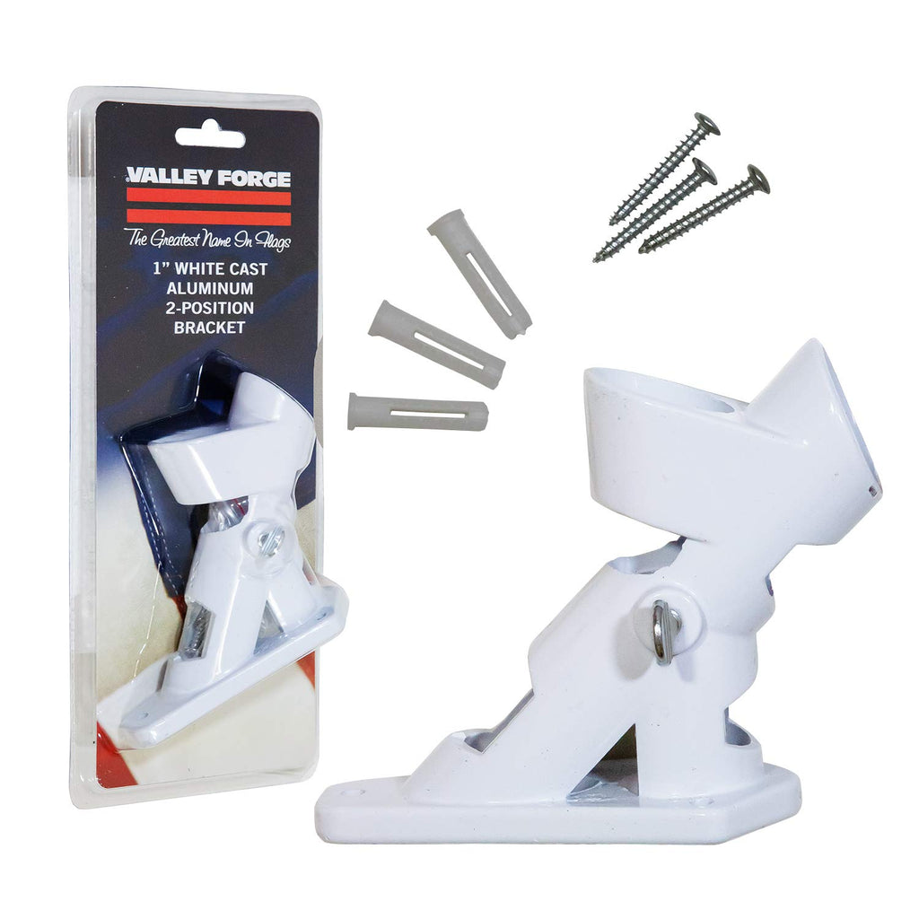 Aluminum Flagpole Bracket White Powder Coated 2-Position Pole Holder L746980