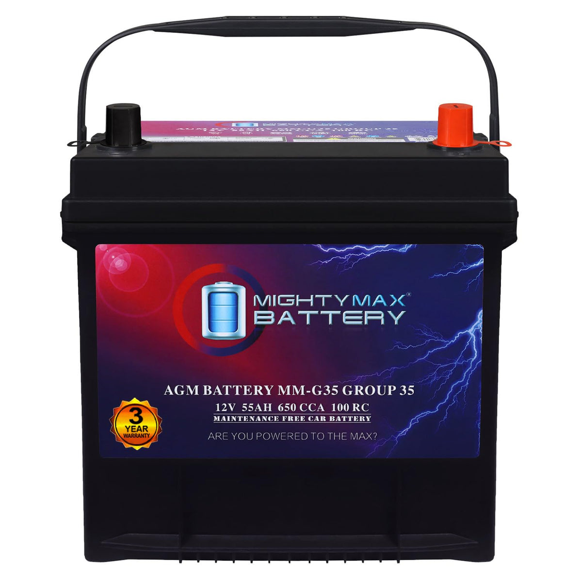12V 55Ah AGM 650 CCA Replacement Battery J625680