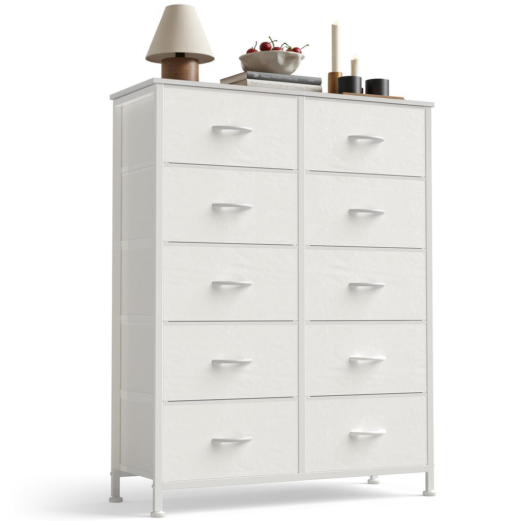 White 10 Drawer Tall Dresser K223