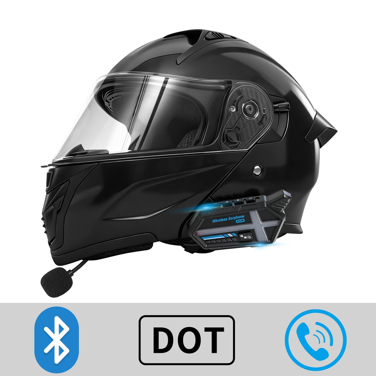 DOT Certified Flip-Up Dual Visor Bluetooth Modular Motorcycle Helmet U67304