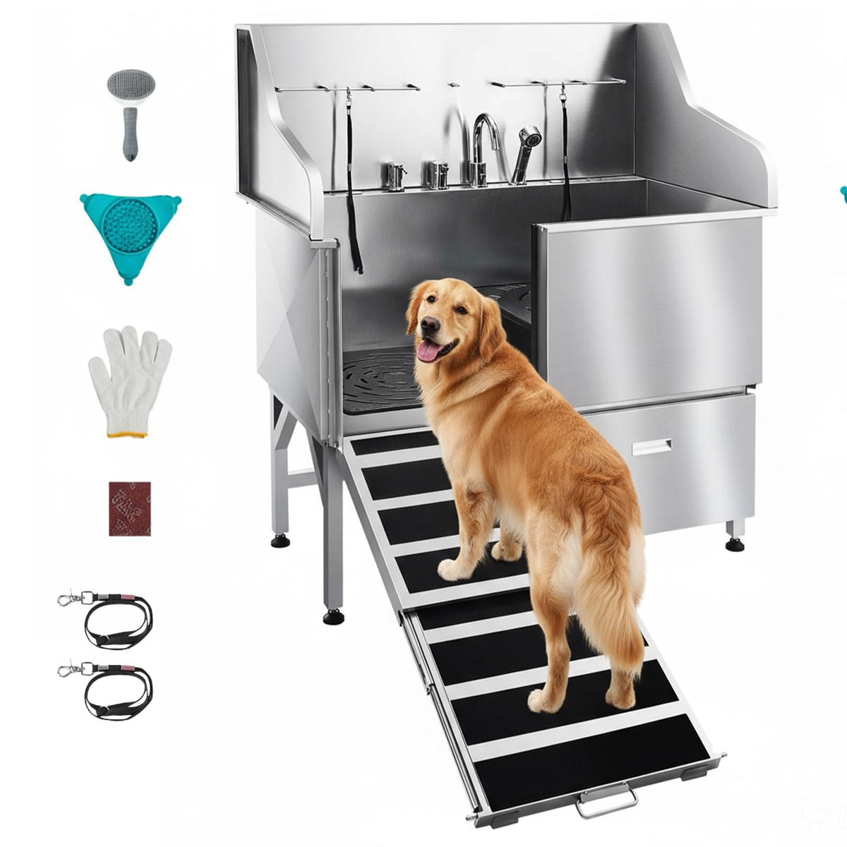 50 Inch 304 Stainless Steel Dog Bath Tub with Ramp Z2288