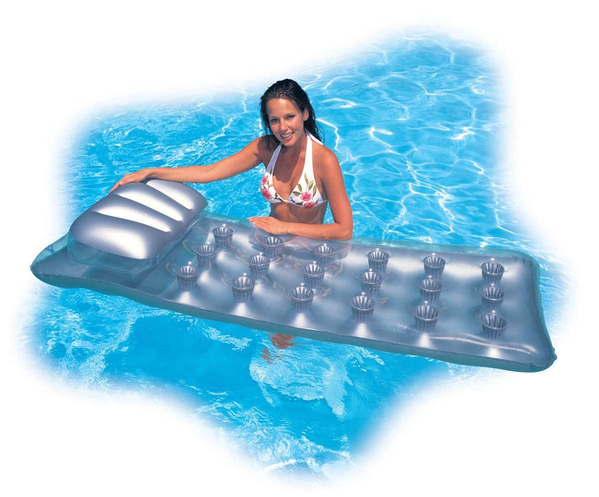 18-Pocket Mattress Pool Lounger with Headrest 3 Pack J4318