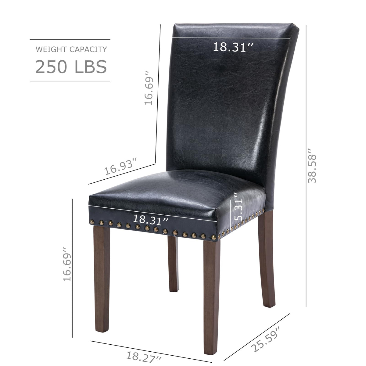 Black PU Leather Upholstered Dining Chairs Set of 6 W81814