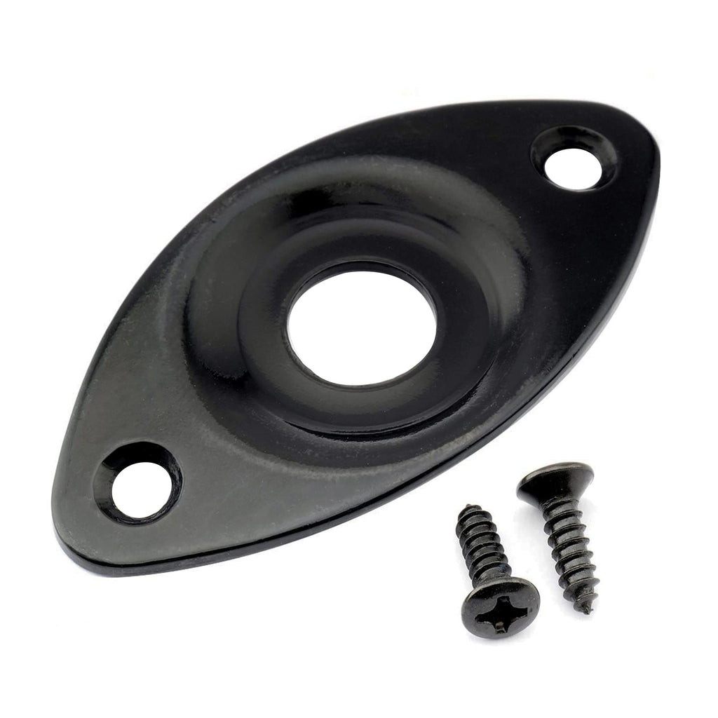Black Curved Recessed Oval Guitar Jack Plate Z739