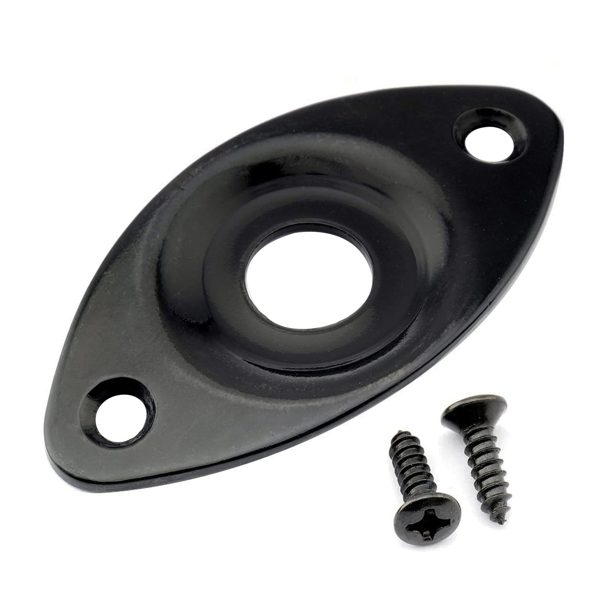 Black Curved Recessed Oval Guitar Jack Plate Z739