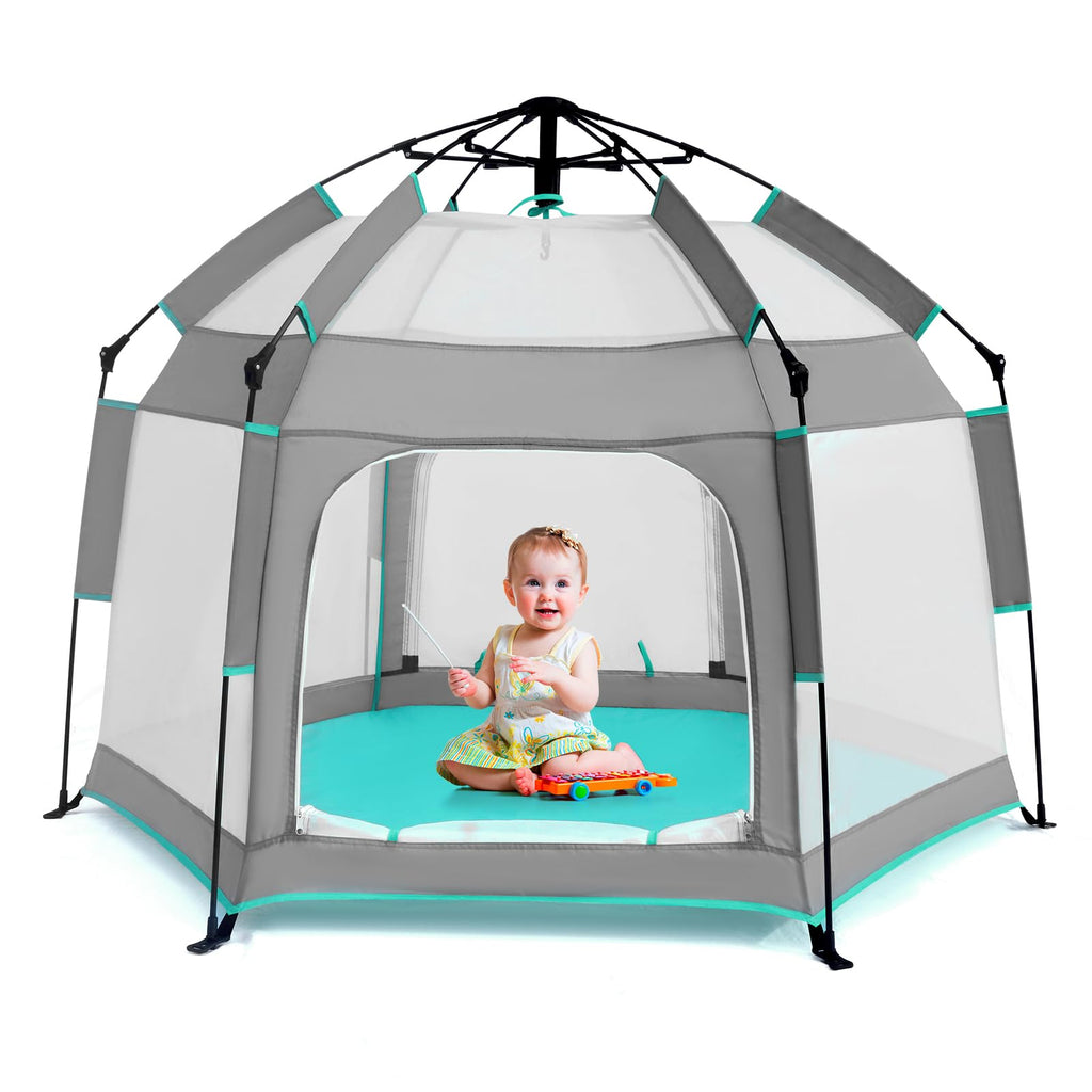 Hexagon Baby Playpen with Canopy J729