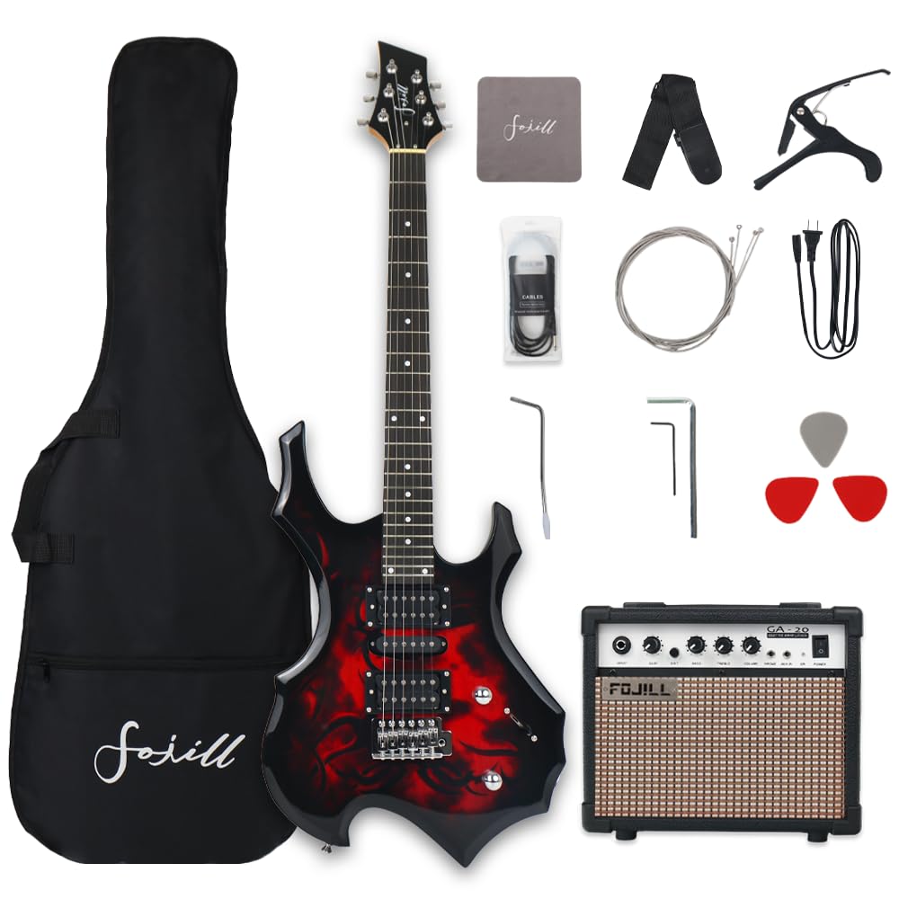 Fire Red Electric Guitar Kit Set with 20W Amplifier R5023