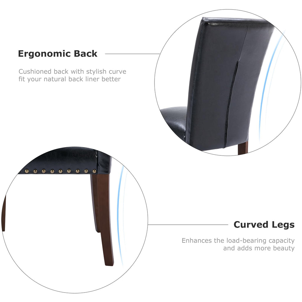 Black PU Leather Upholstered Dining Chairs Set of 6 W81814