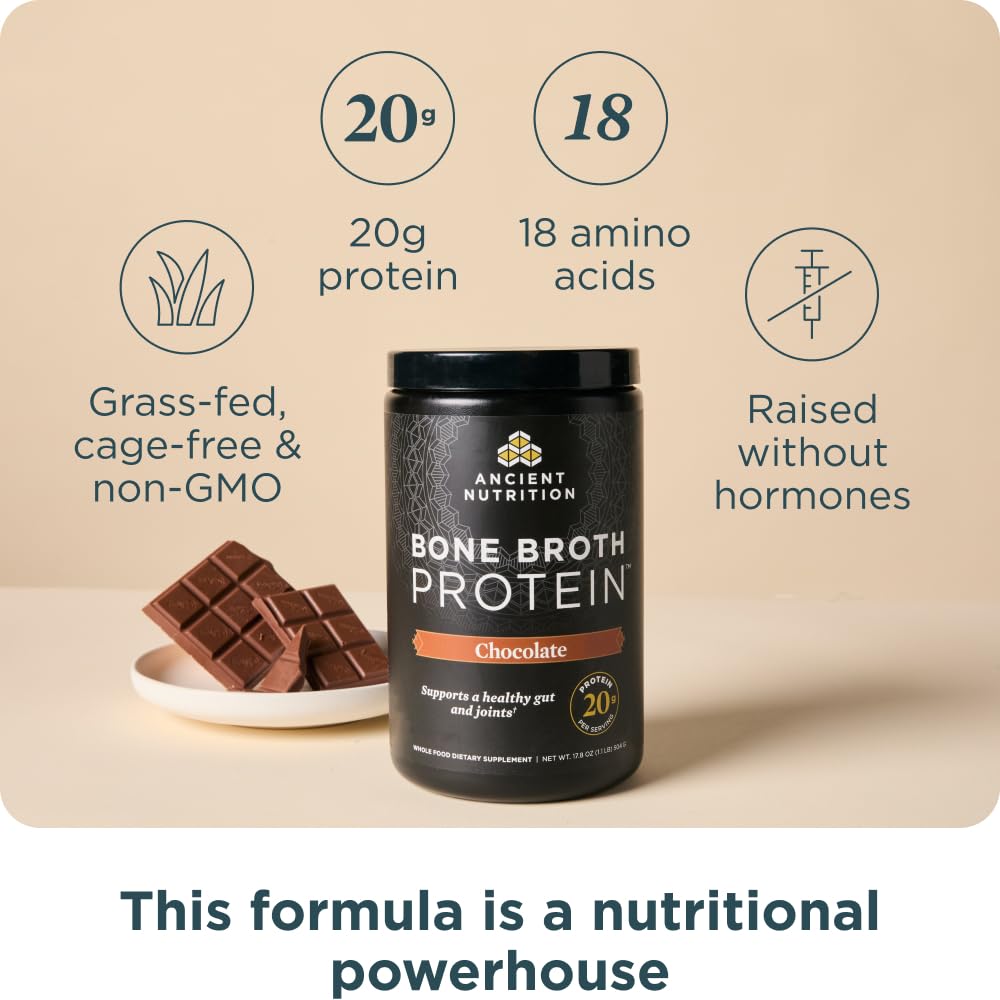 Grass Fed Bone Broth Protein Powder, Chocolate W361
