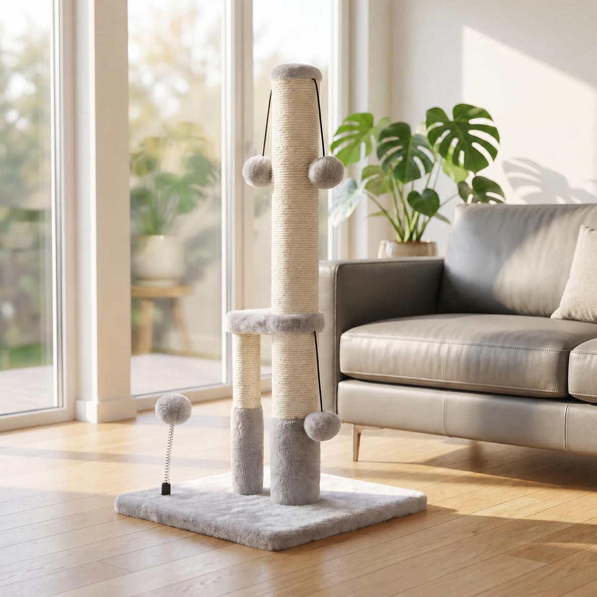 Tall Cat Scratching Post with Sisal Rope and 4 Balls W81245