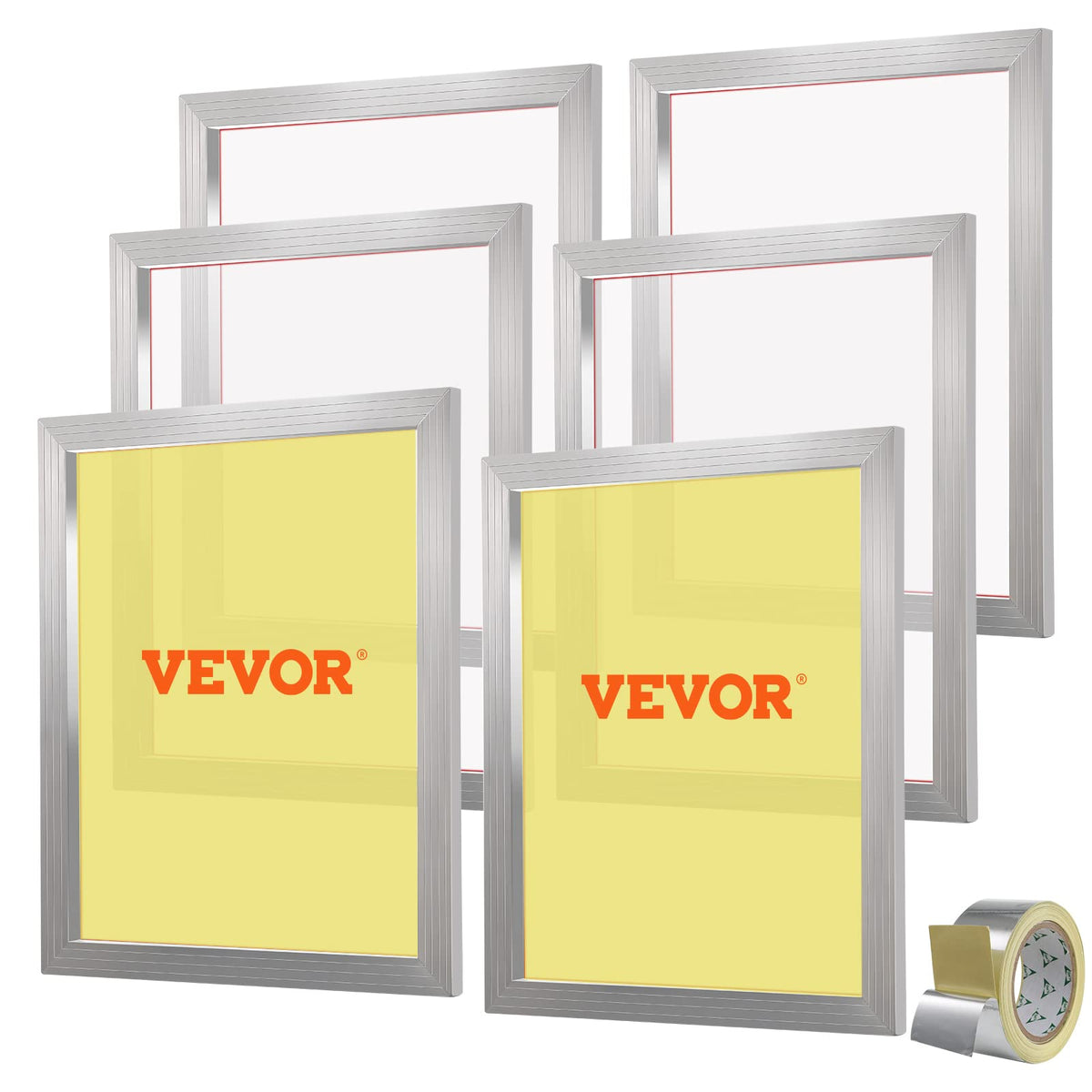 6 Pieces Aluminum Silk Screen Frame with 110 Count Nylon Mesh E7996