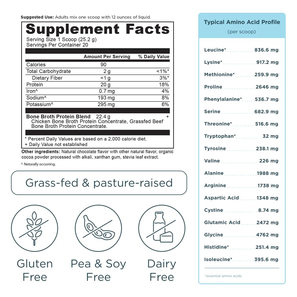 Grass Fed Bone Broth Protein Powder, Chocolate W361