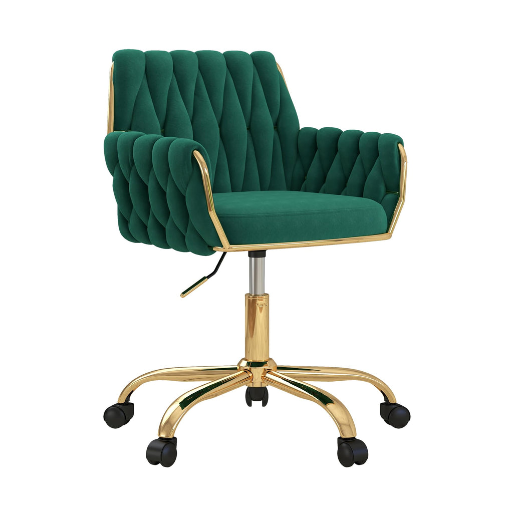 Green Velvet Height Adjustable Swivel Office Chair W216