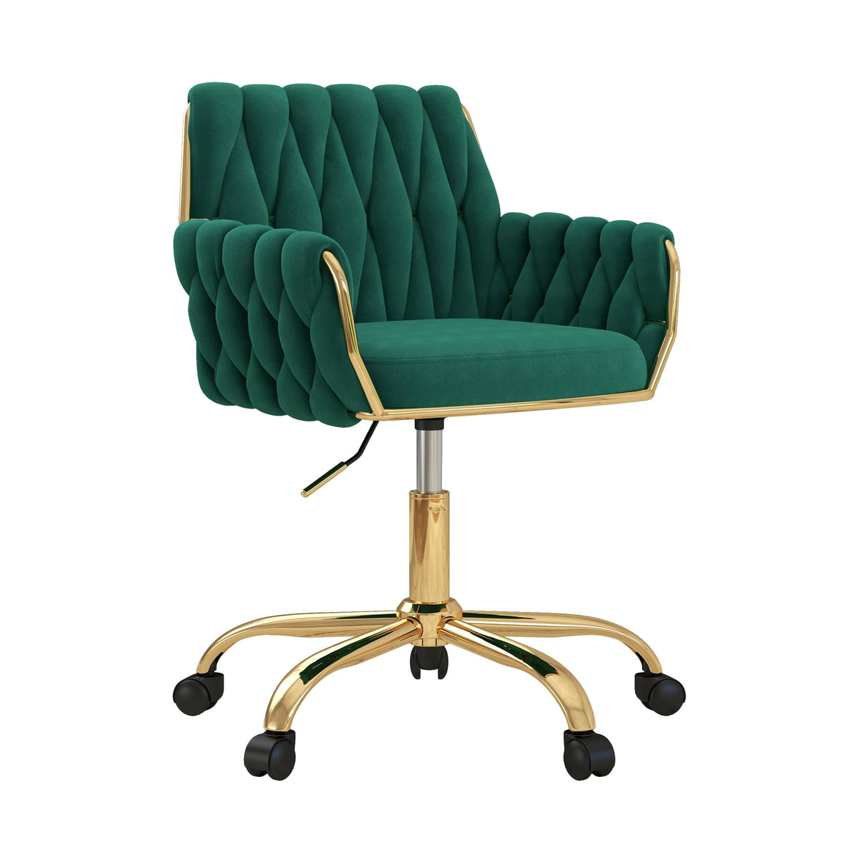 Green Velvet Height Adjustable Swivel Office Chair W216