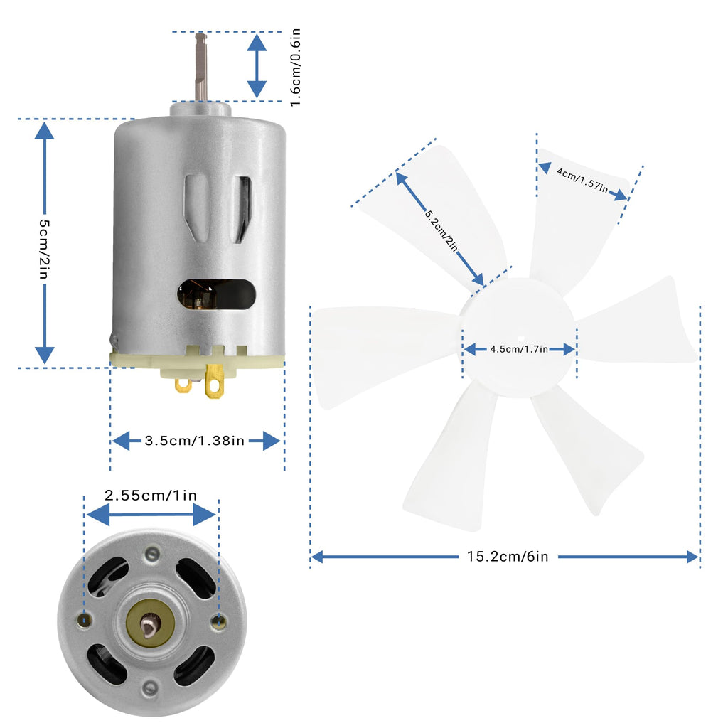 6 Inch White RV Vent Fan Blade with 12V D-Shaft Motor C16172