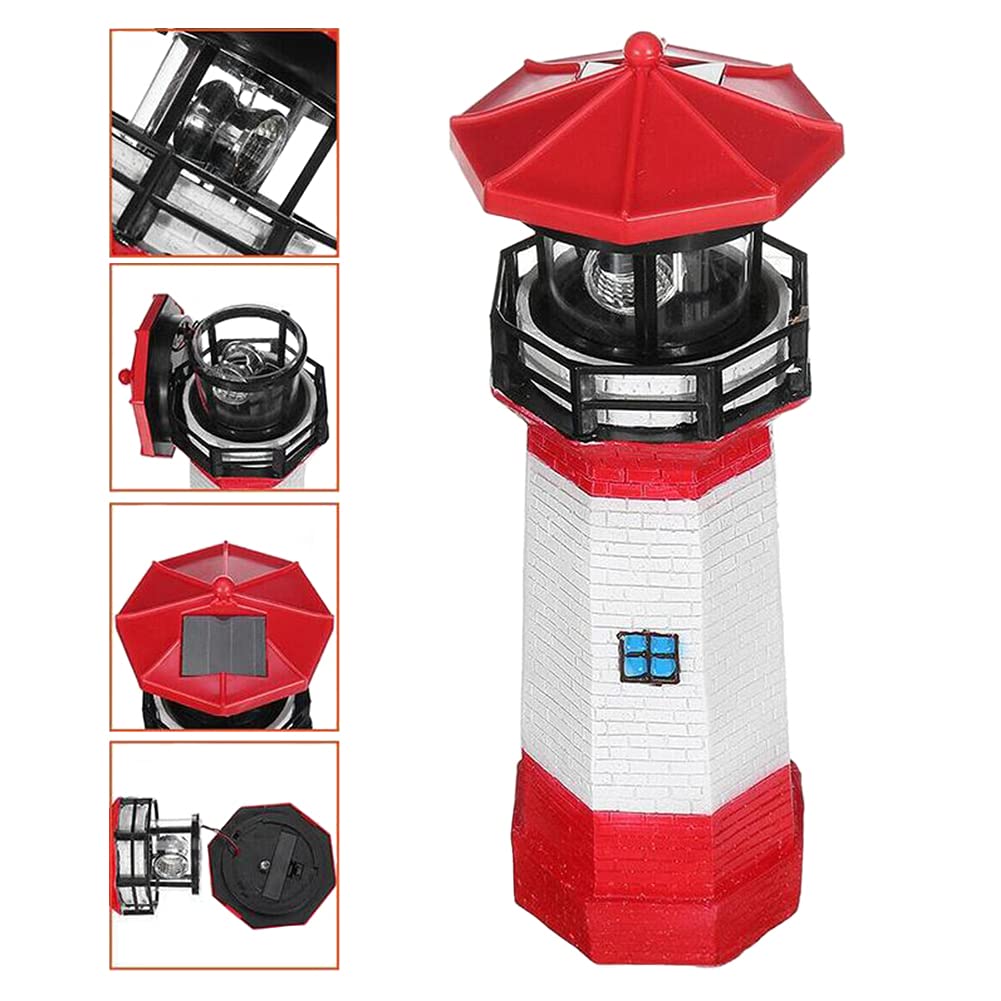 Solar Lighthouse Garden Statue with Rotating Lamp A830777