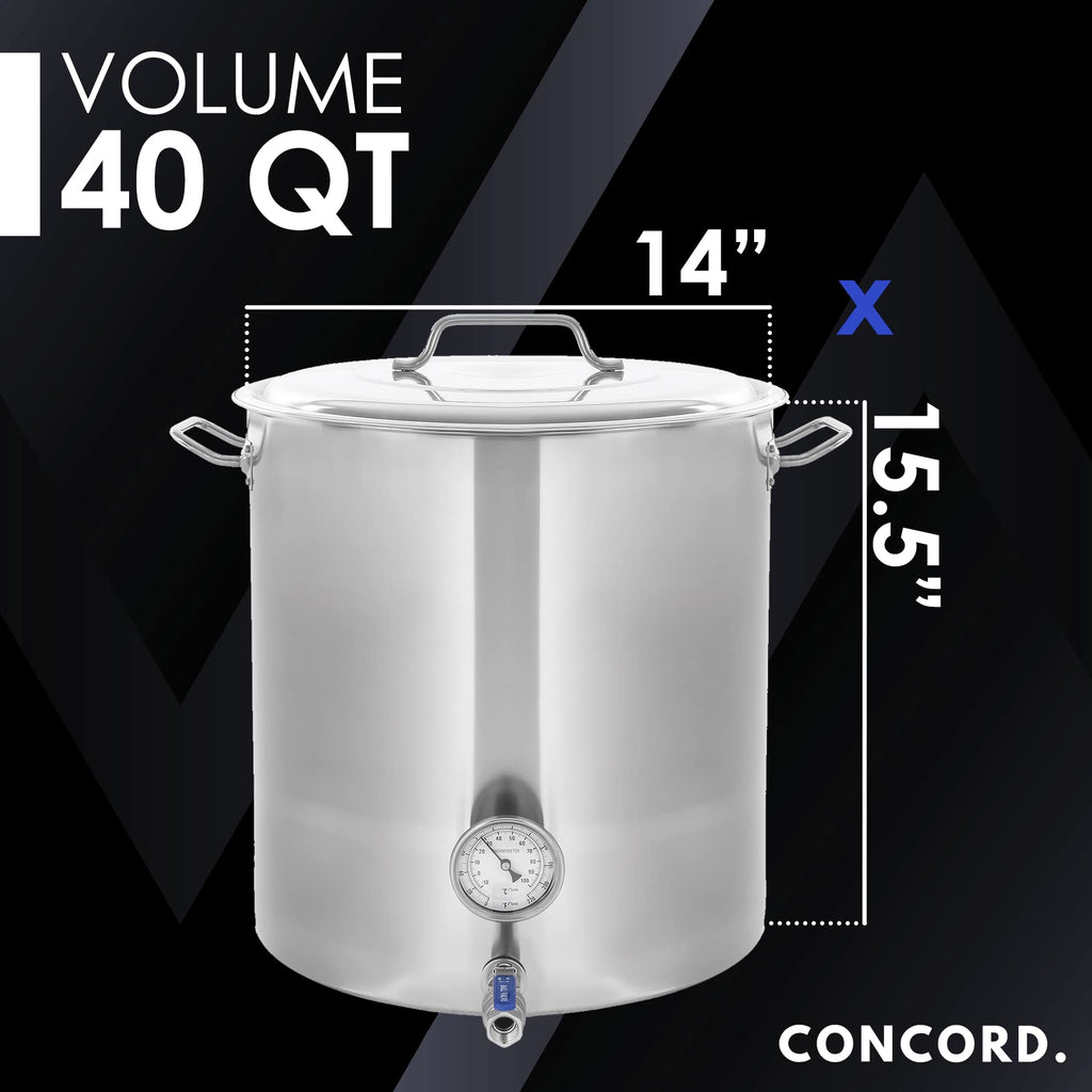 Stainless Steel 40 QT Stock Pot + Propane Burner E6178