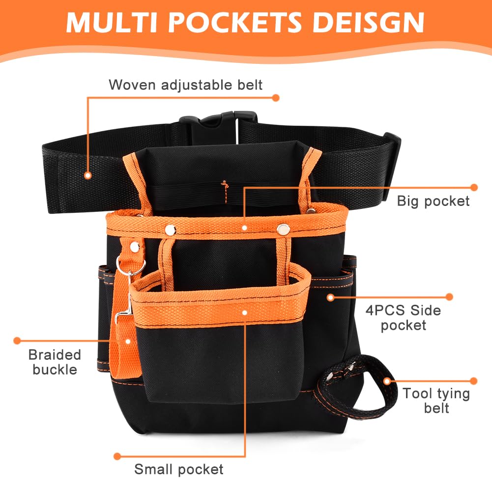 8 Pockets Tool Pouch Utility Waist Bag with Adjustable Belt Z377