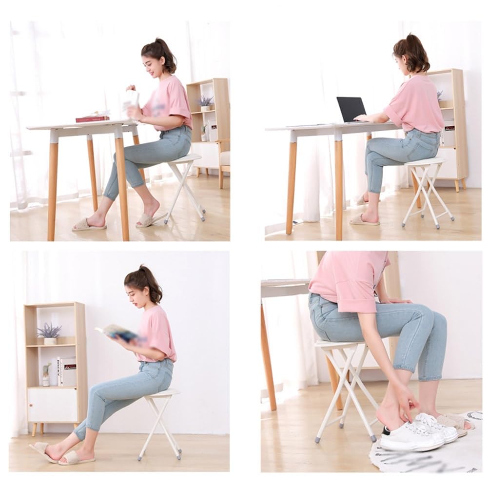 Portable Folding Stool, Collapsible Padded Round Stool, Foldable Breakfast Kitchen Bar Stool Seat, Fold up Stool for Adults Kitchen Garden Bathroom (Black) J2606