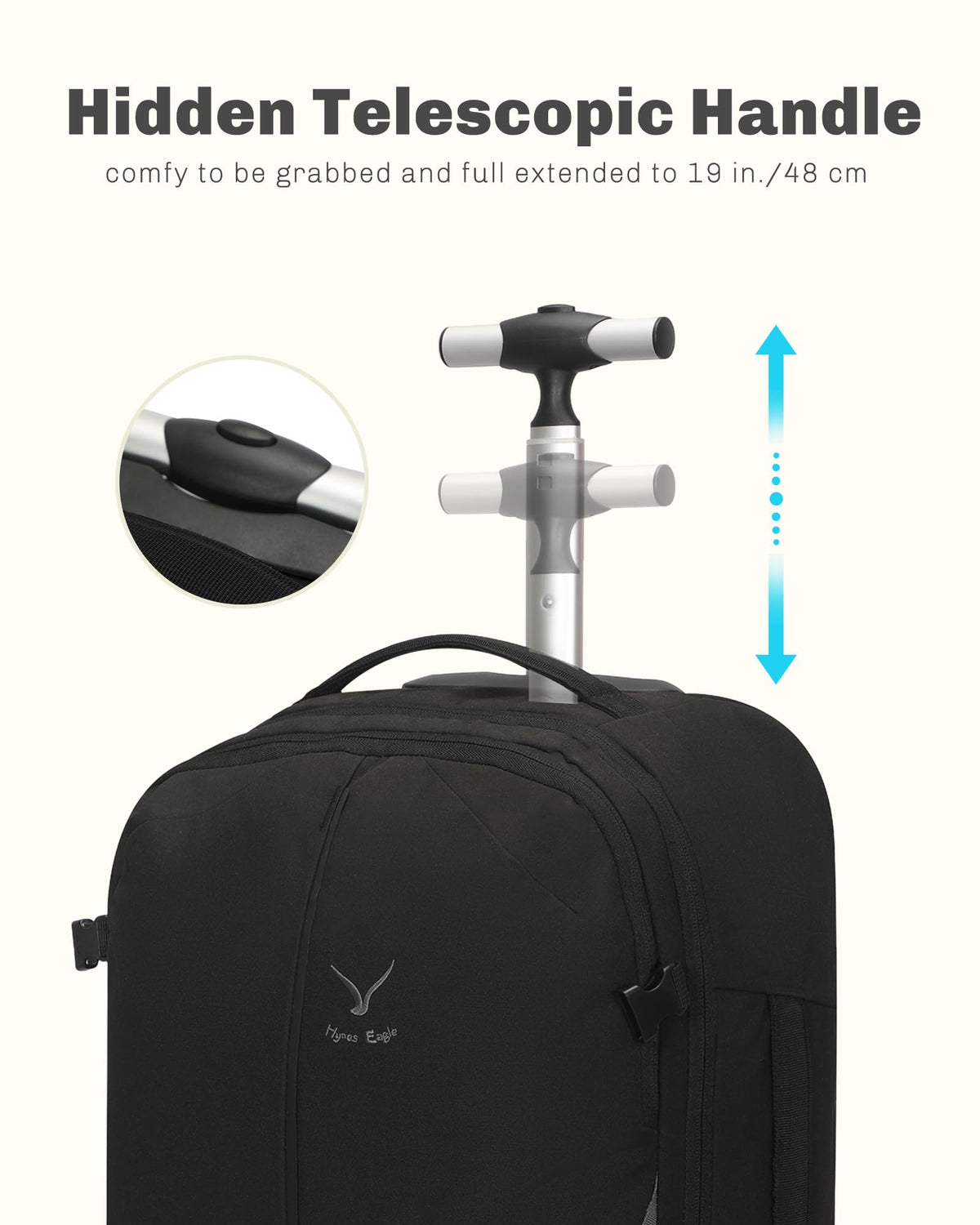 Rolling Backpack with Wheels 43L with Packing Cubes Set 6PC E3452