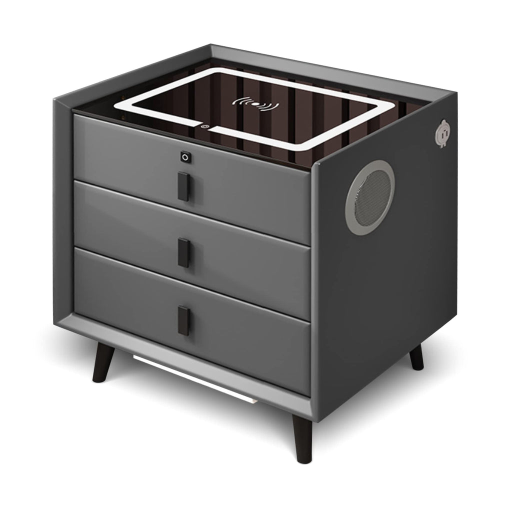 Gray 3 Drawer Nightstand with Charging Station G849461