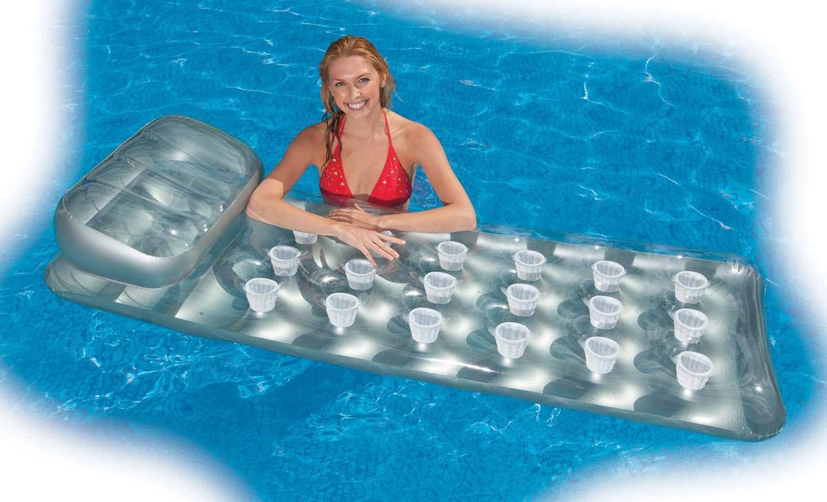 18-Pocket Mattress Pool Lounger with Headrest 3 Pack J4318