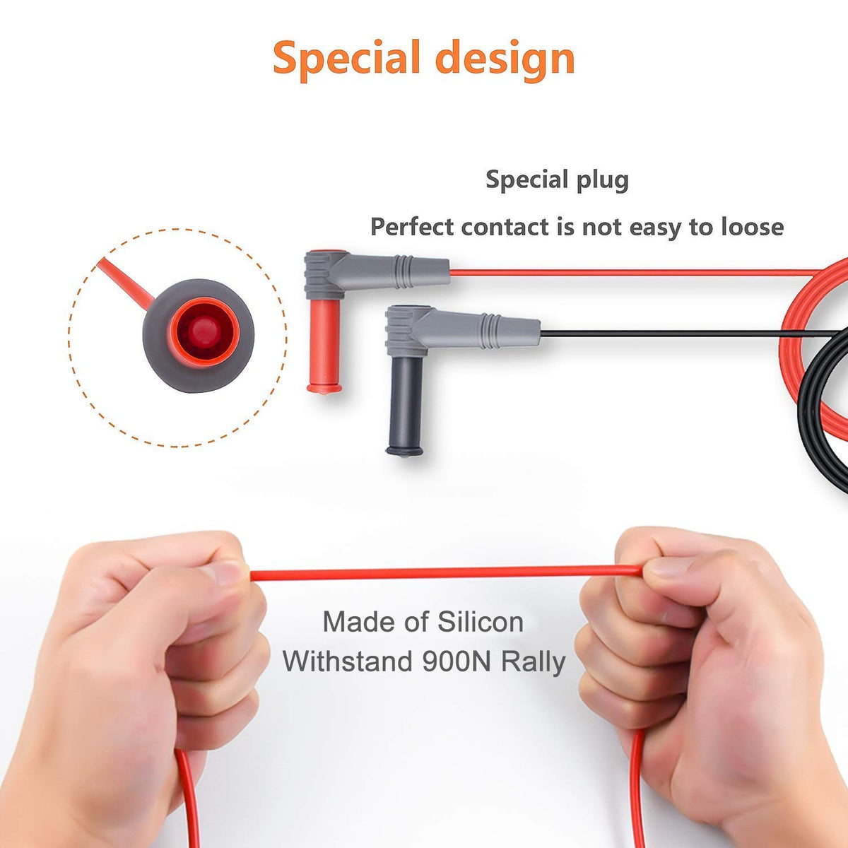Silicone Test Leads Kit CAT III 1000V CAT IV 600V with Alligator Clips and Needle Probe 9PCS T28474