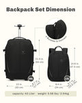 Rolling Backpack with Wheels 43L with Packing Cubes Set 6PC E3452