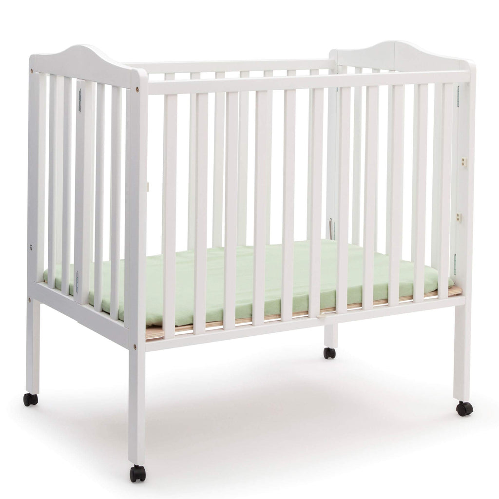 Folding Portable Mini Baby Crib with Mattress, White Y3332