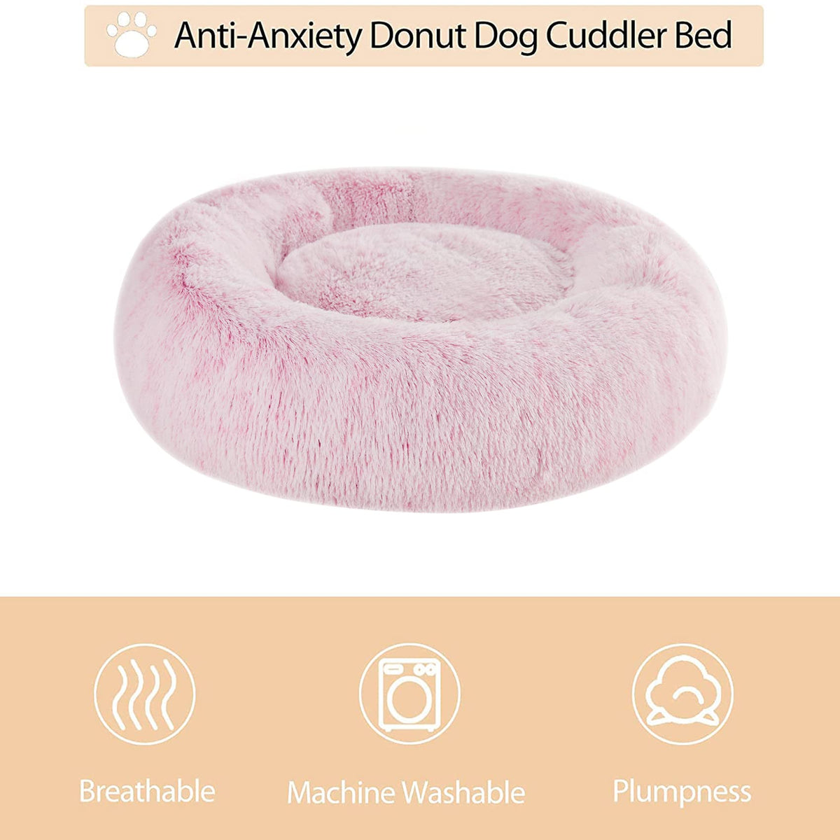 Pink Round Calming Dog Bed Z958858
