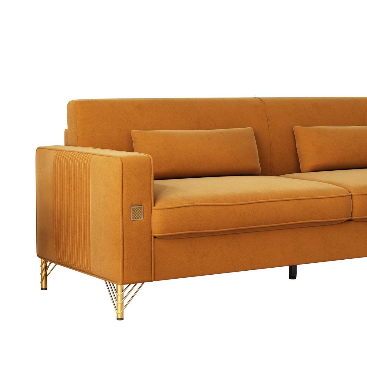 Oversized Velvet Sofa with Armrest and Removable Cushions S56231