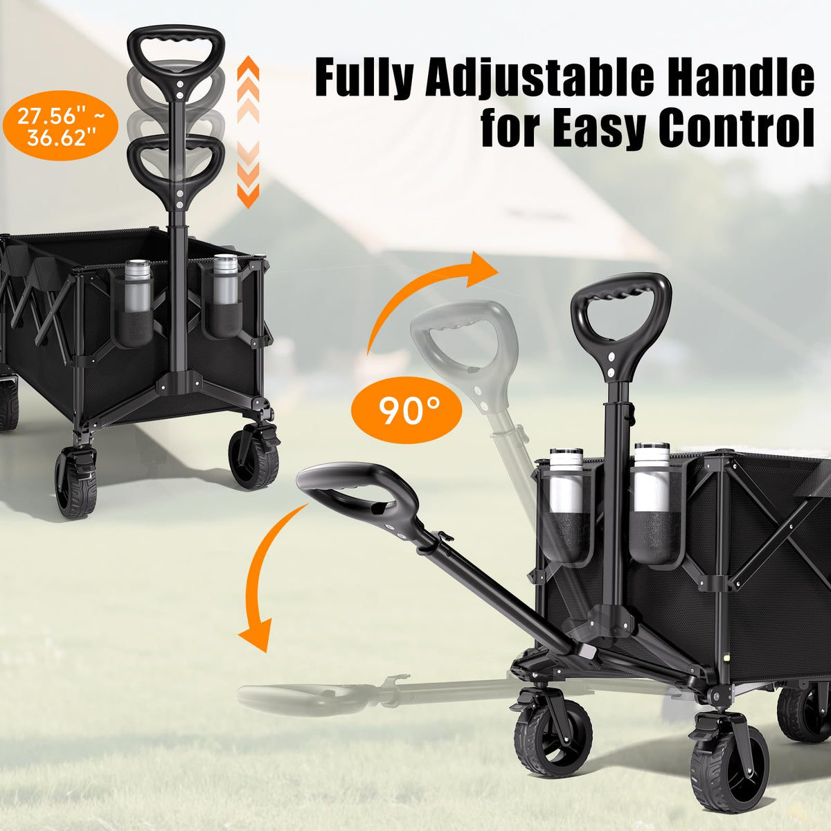 Collapsible Heavy Duty Wagon Cart with All-Terrain Wheels Y899