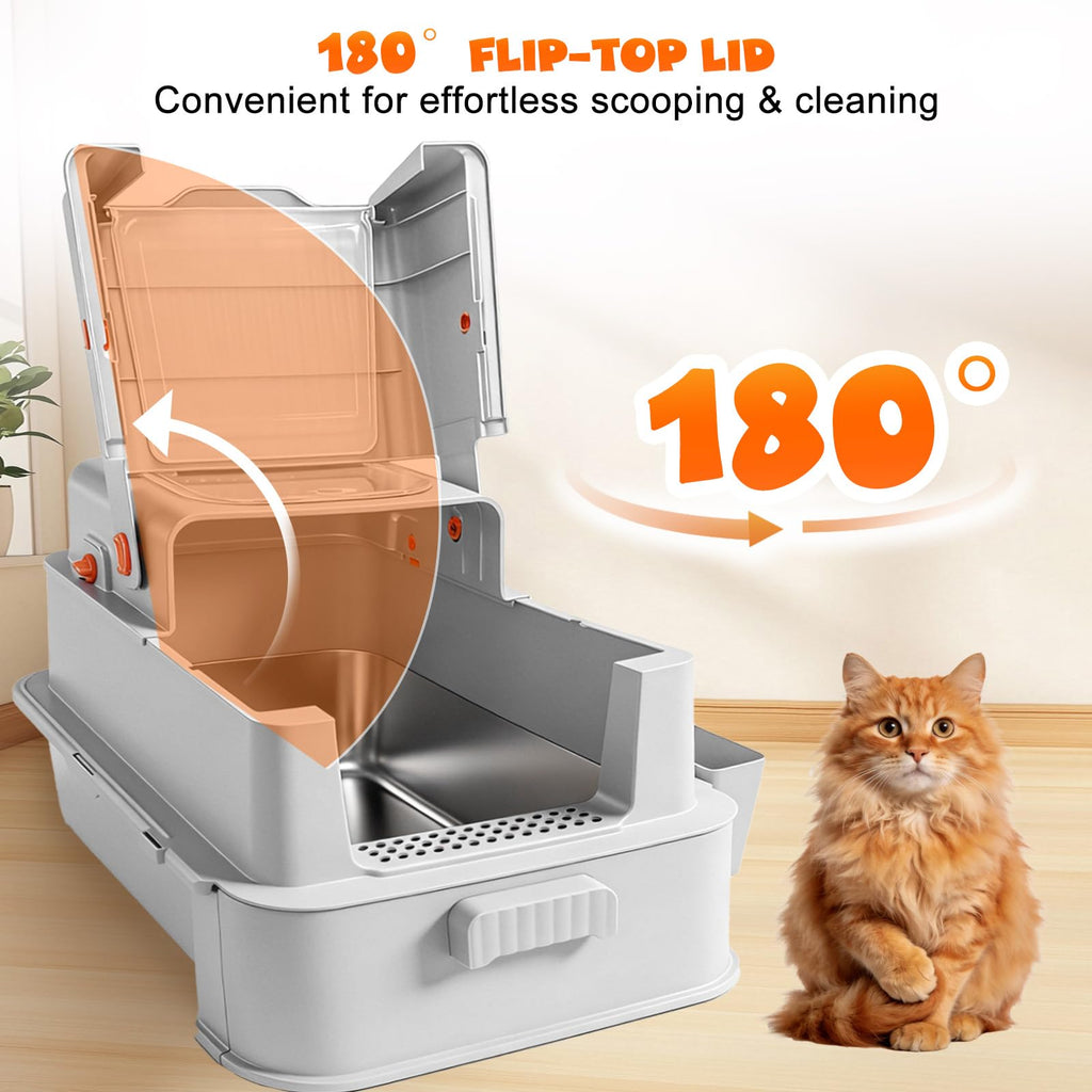 Enclosed Stainless Steel Cat Litter Box with Drawer P458727