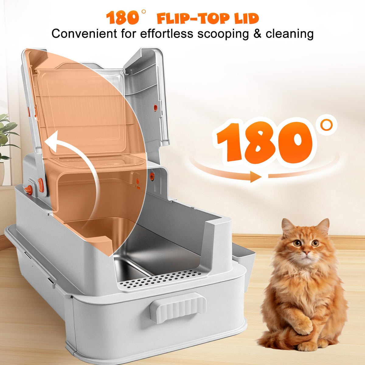 Enclosed Stainless Steel Cat Litter Box with Drawer P458727