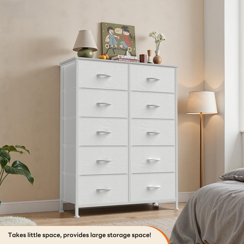 White 10 Drawer Tall Dresser K223