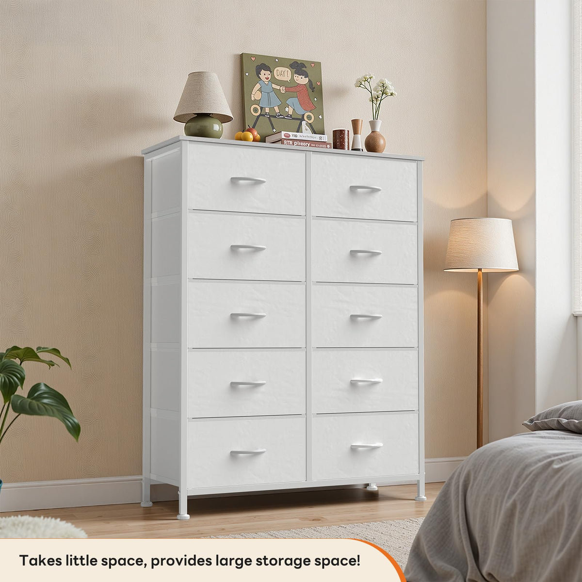 White 10 Drawer Tall Dresser K223