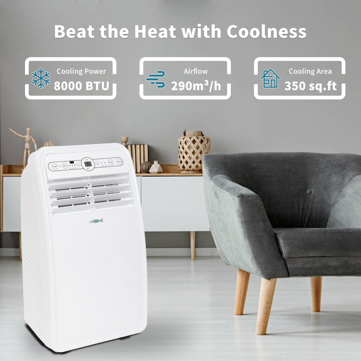 8000 BTU White Portable Air Conditioner D729